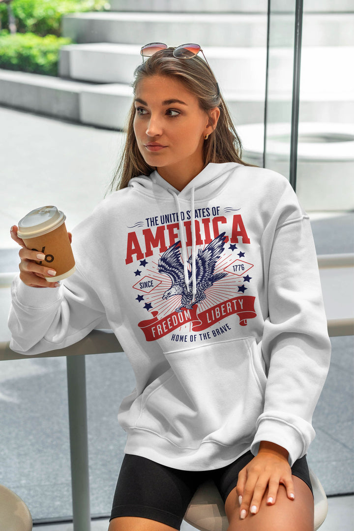 Graphic Hoodie Home of the Brave for Women