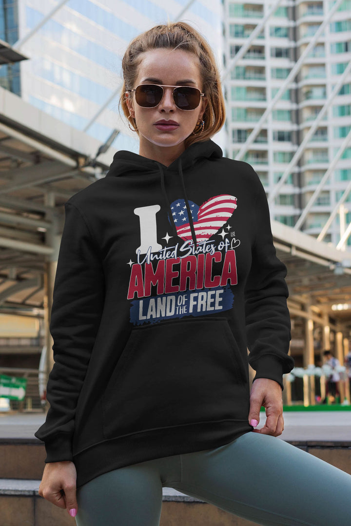Graphic Hoodie I love America for Women
