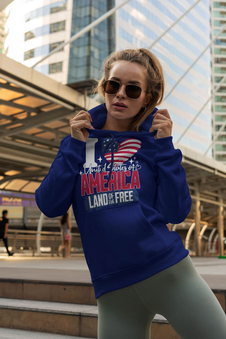 Graphic Hoodie I love America for Women