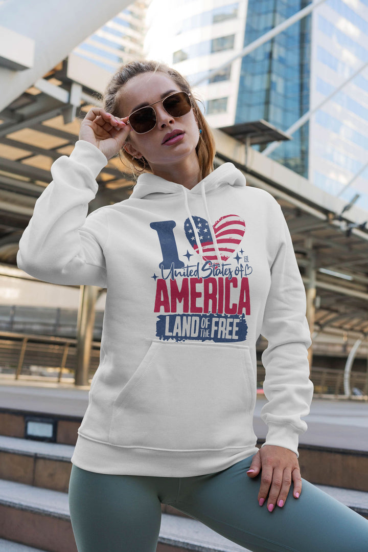 Graphic Hoodie I love America for Women