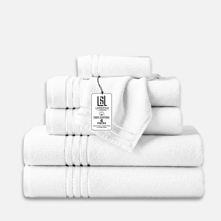 6 Pc Towel Set 100% Cotton