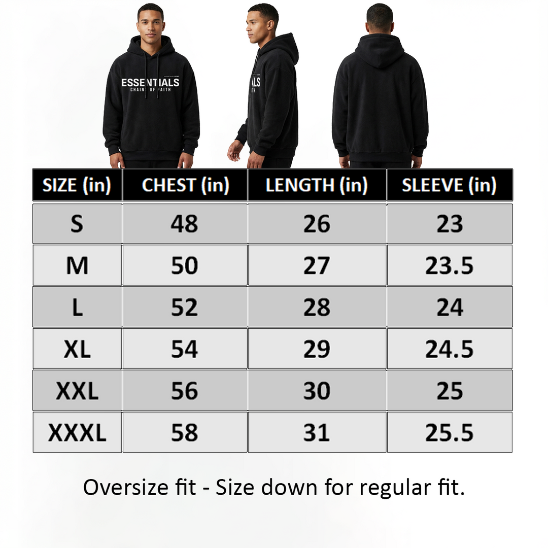Men’s Essentials Chains of Faith Pullover Hoodie – 60% Cotton 40% Polyester Fleece, Soft Warm.