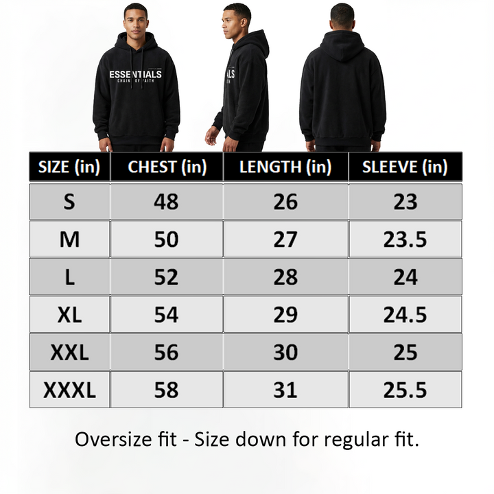 Men’s Essentials Chains of Faith Pullover Hoodie – 60% Cotton 40% Polyester Fleece, Soft Warm.