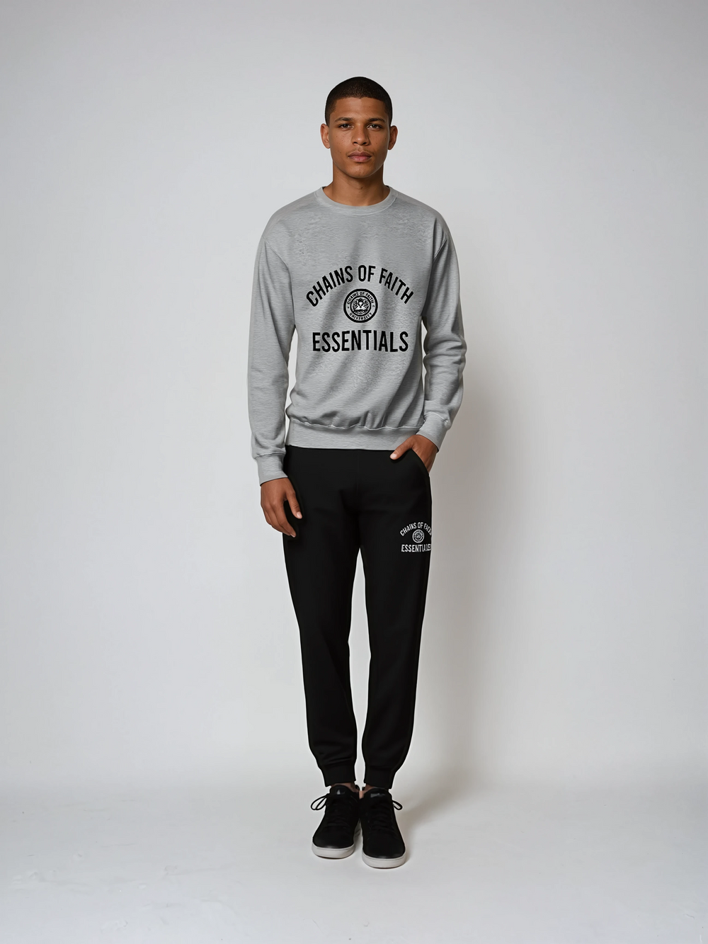 Essentials Chains of Faith Heather Grey Sweatshirt 1