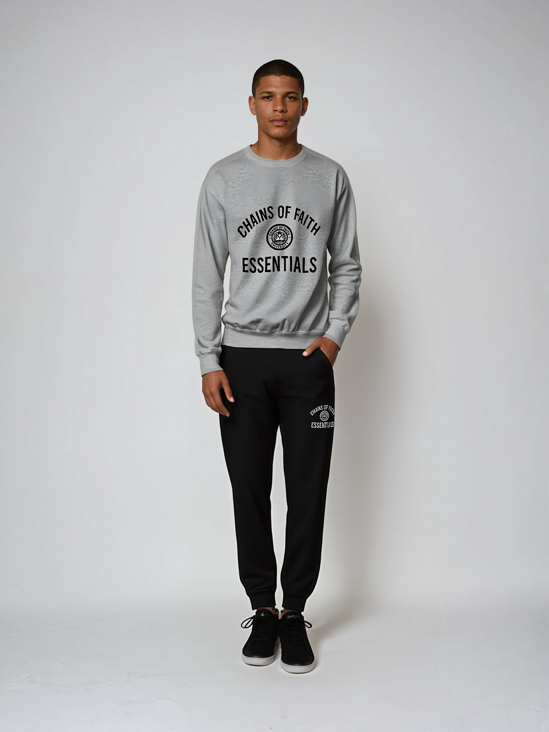Essentials Chains of Faith Heather Grey Sweatshirt 1
