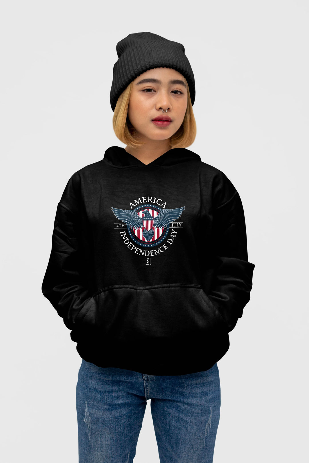 Graphic Hoodie American Eagle Badge for Women