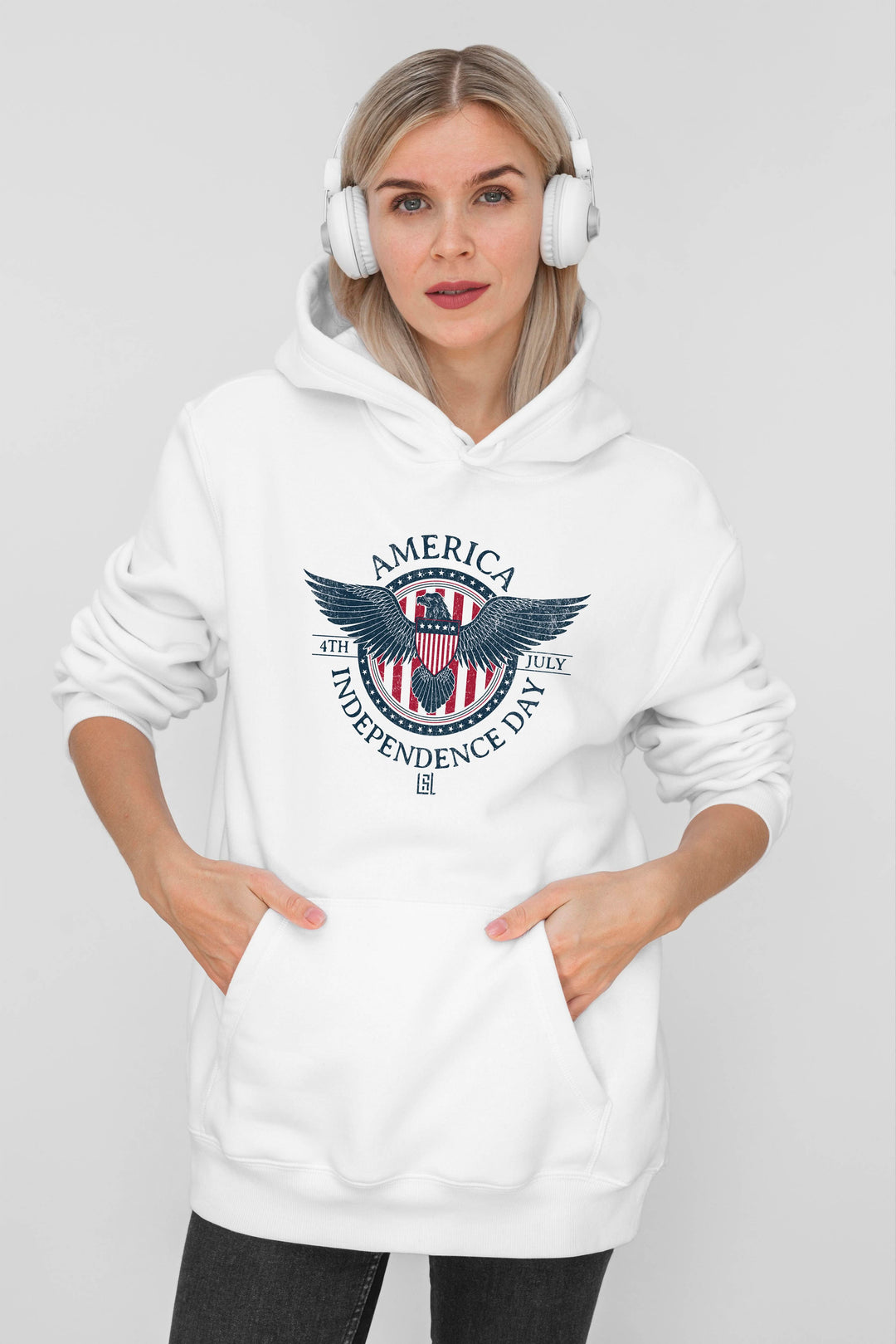 Graphic Hoodie American Eagle Badge for Women