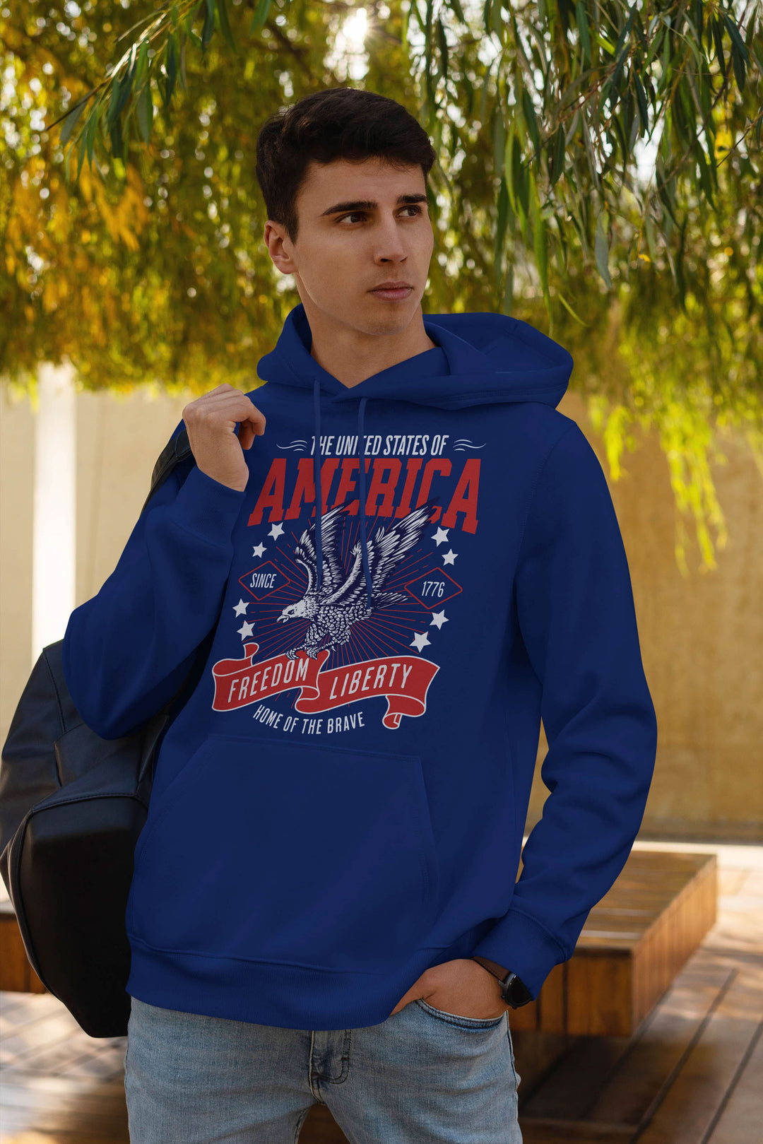 Graphic Hoodie Home of the Brave for Men