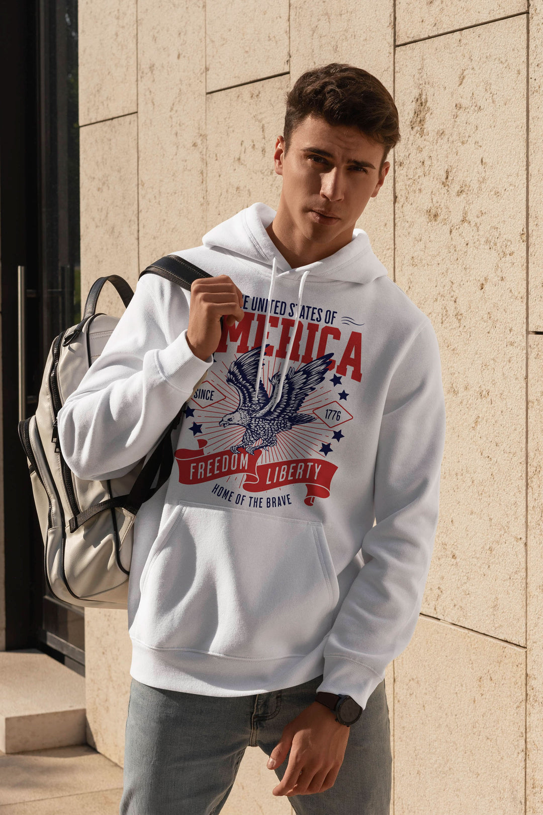 Graphic Hoodie Home of the Brave for Men