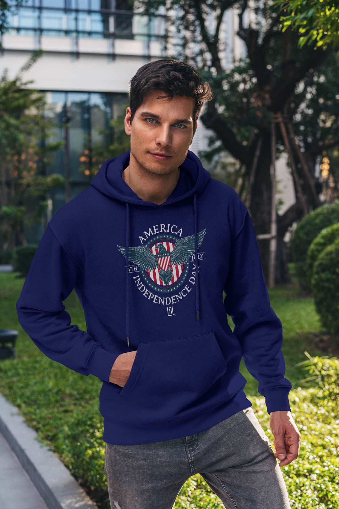 Graphic Hoodie American Eagle Badge for Men