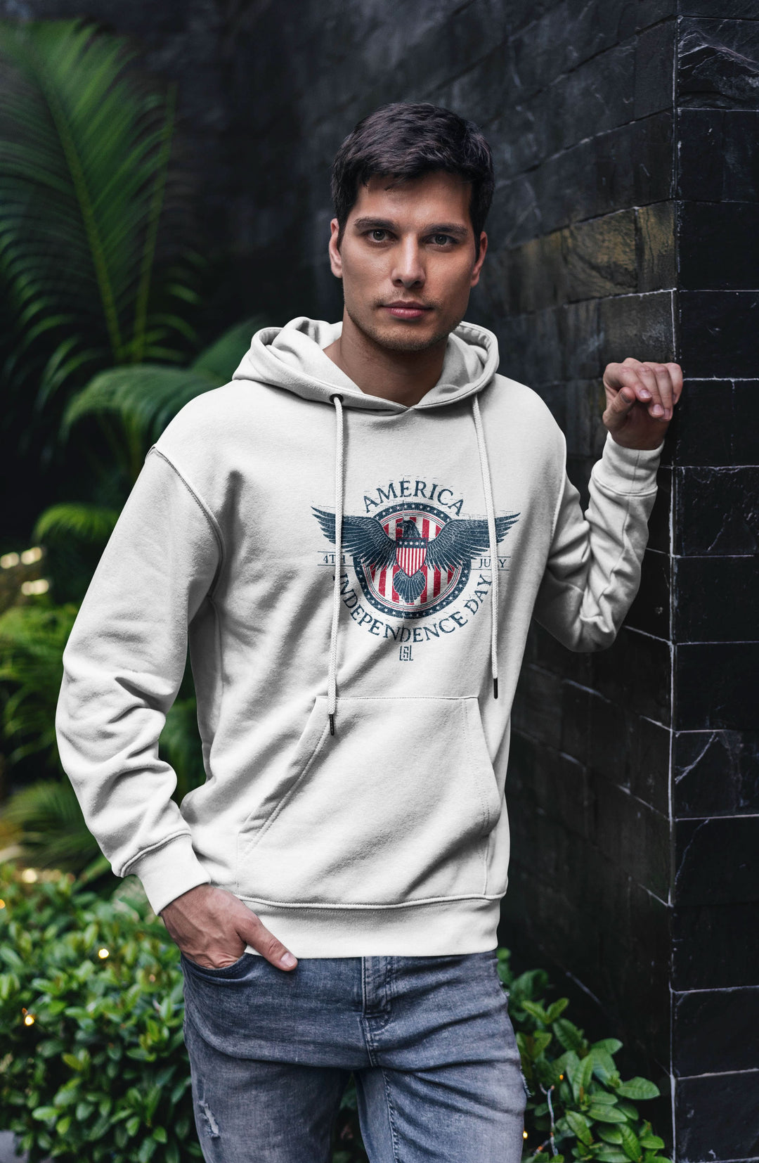 Graphic Hoodie American Eagle Badge for Men