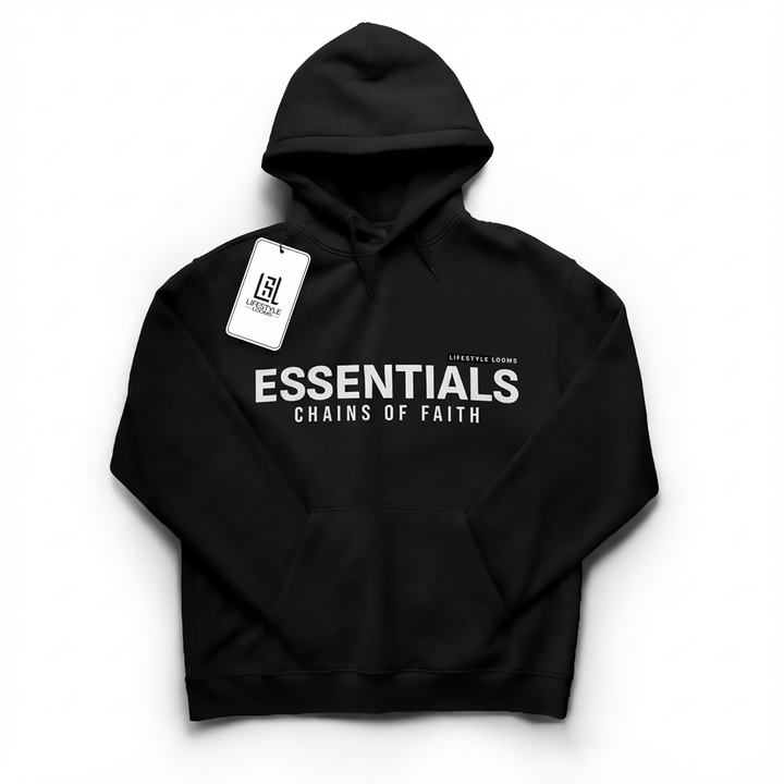 Men’s Essentials Chains of Faith Pullover Hoodie – 60% Cotton 40% Polyester Fleece, Soft Warm.