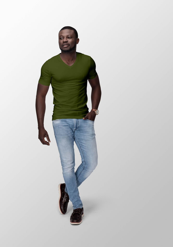 Mens Premium V-Neck T Shirt 100% Combed Cotton