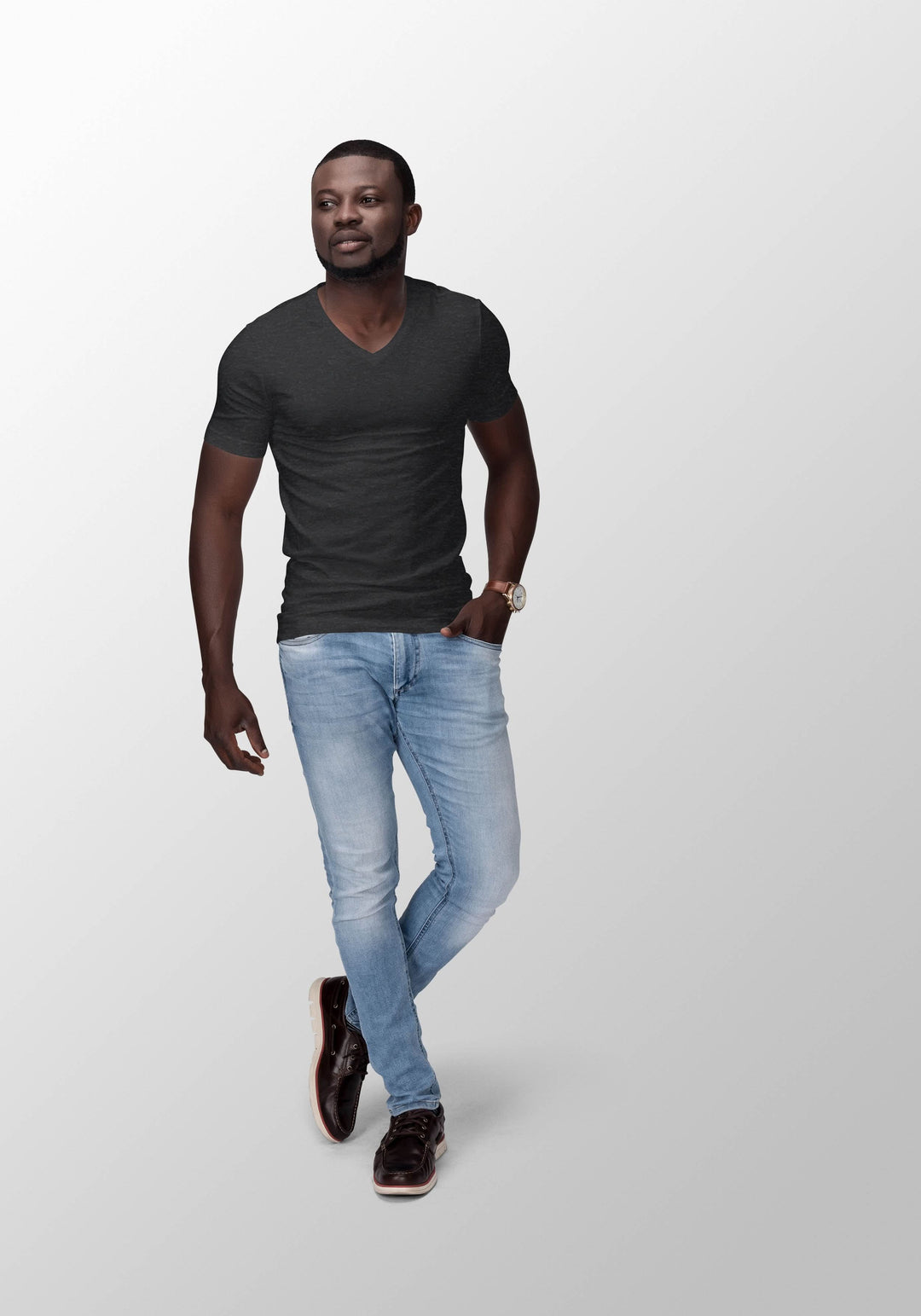 Mens Premium V-Neck T Shirt 100% Combed Cotton