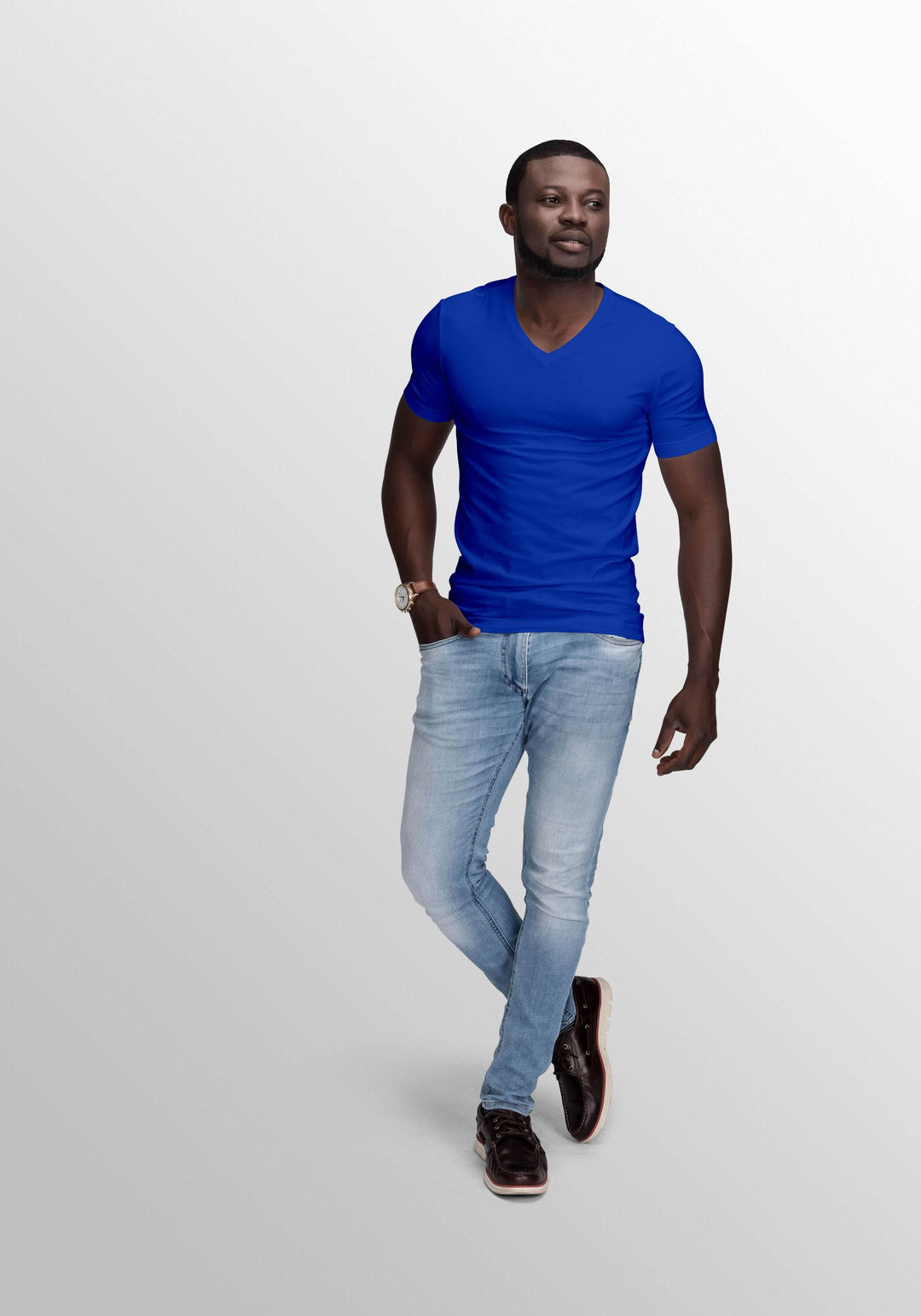 Mens Premium V-Neck T Shirt 100% Combed Cotton