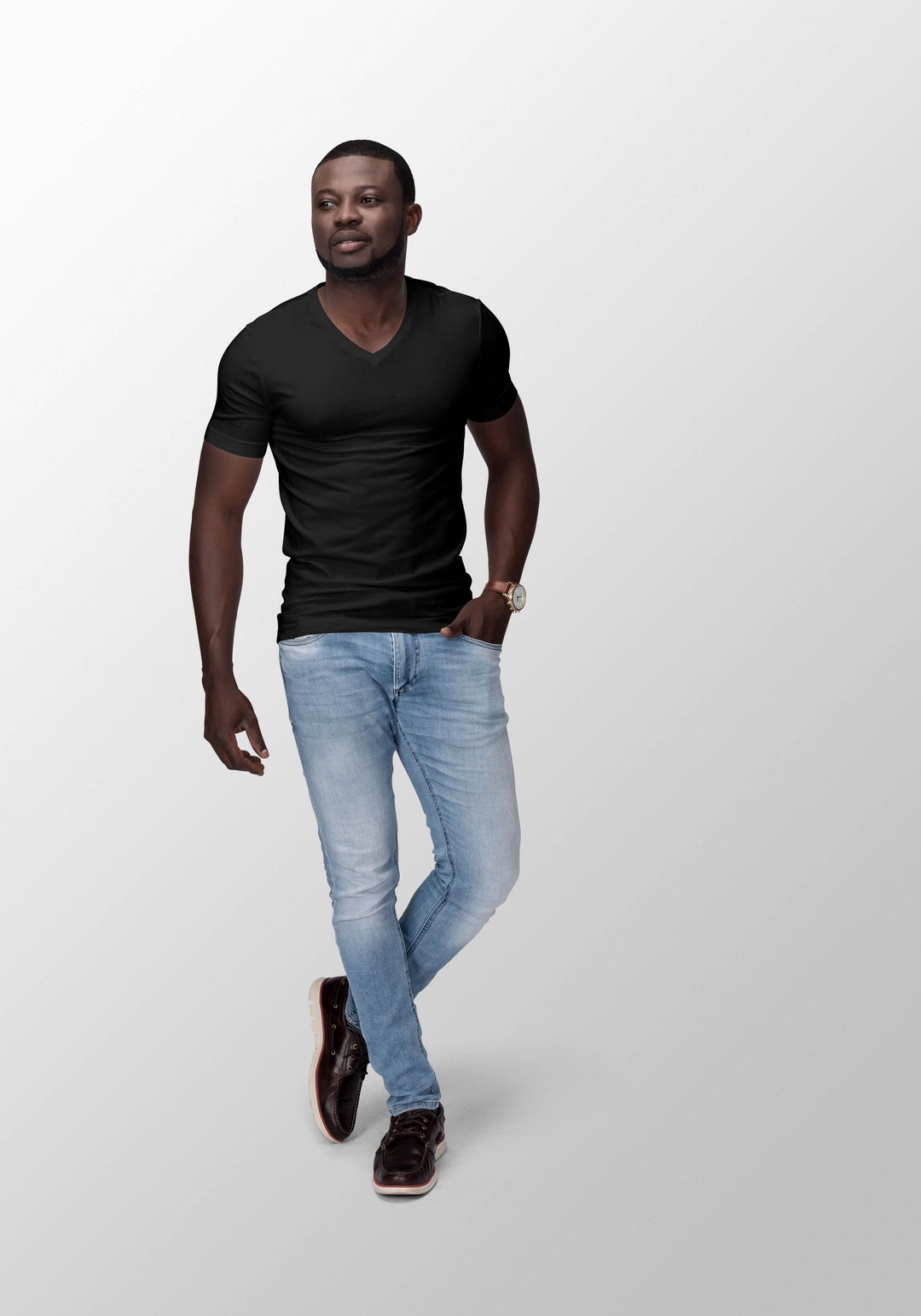 Mens Premium V-Neck T Shirt 100% Combed Cotton